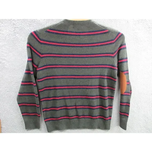 NWT Brooks Brothers Lambswool Crewneck Belt Striped Elbow Patch